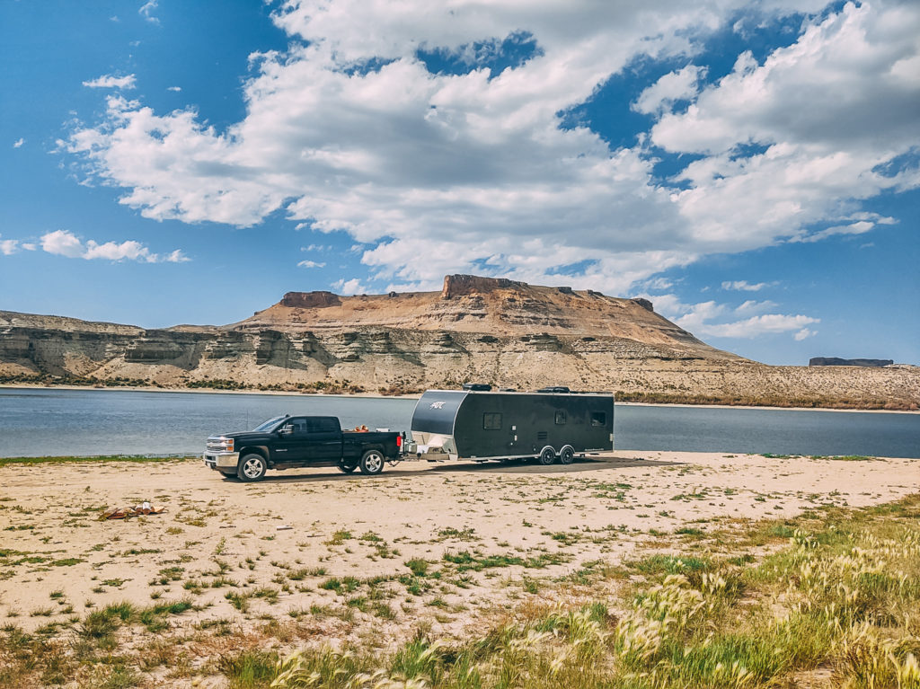 firehole canyon beach, free camping area within Flaming Gorge National Recreation Area, WY