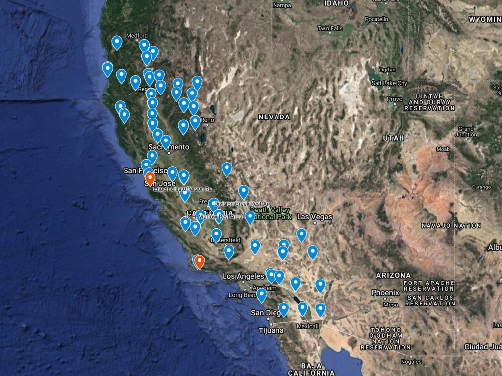 california rest area map