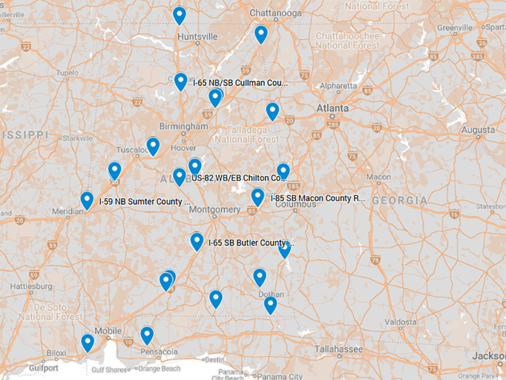 alabama rest area map