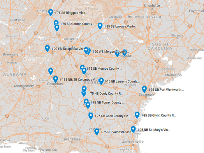 georgia rest area map