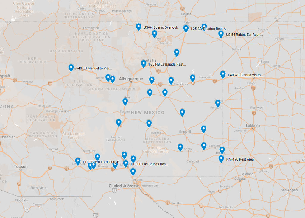 new mexico rest area map