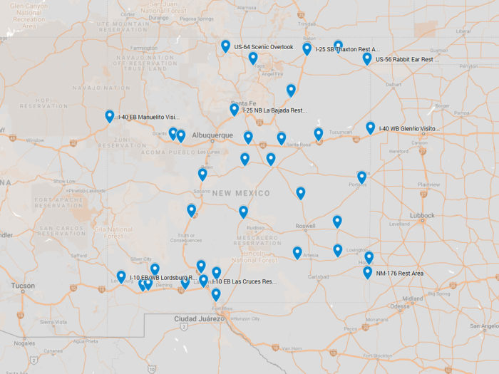 new mexico rest area map