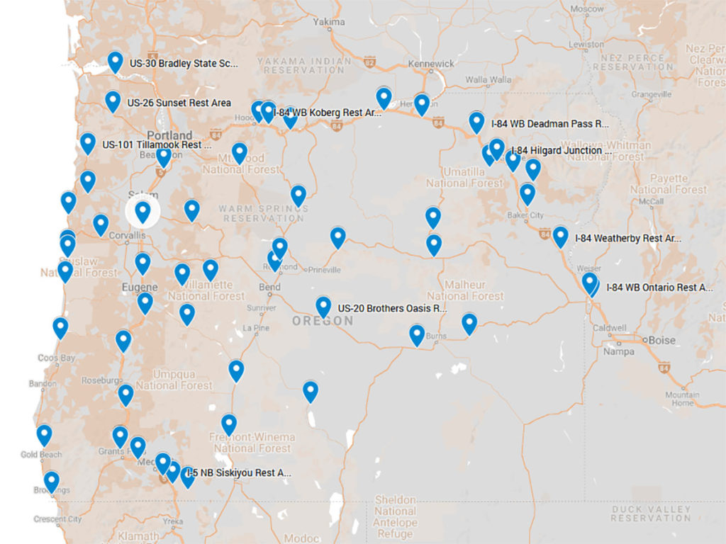 oregon rest area map