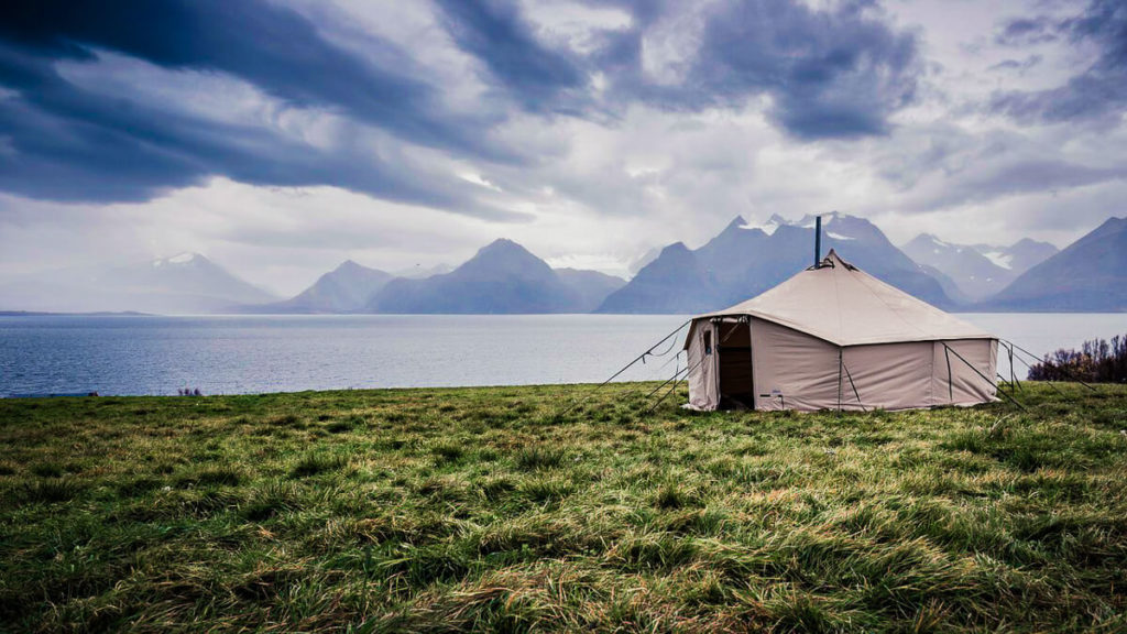 camping in a wall tent