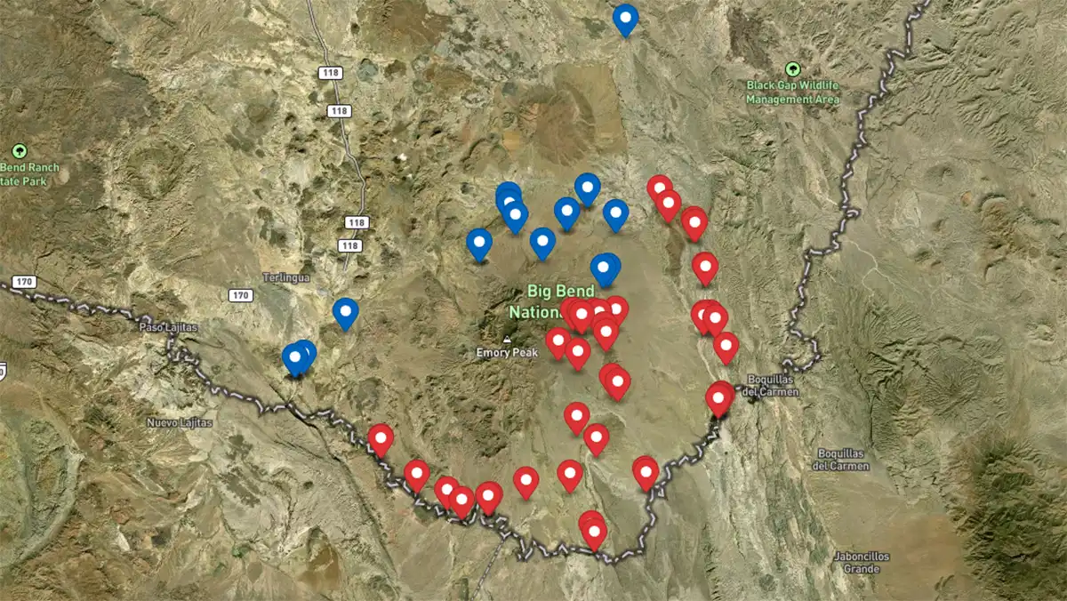 map of big bend national park roadside campsites