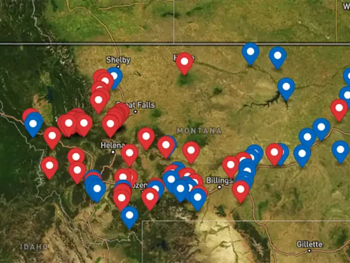 map of montana fishing access sites with camping