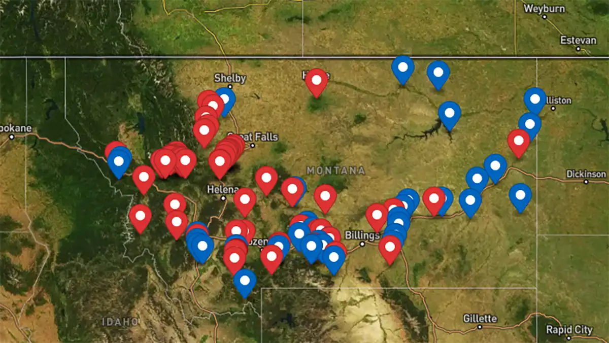 Map of Montana Fishing Access Sites with Camping Boondocker's Bible