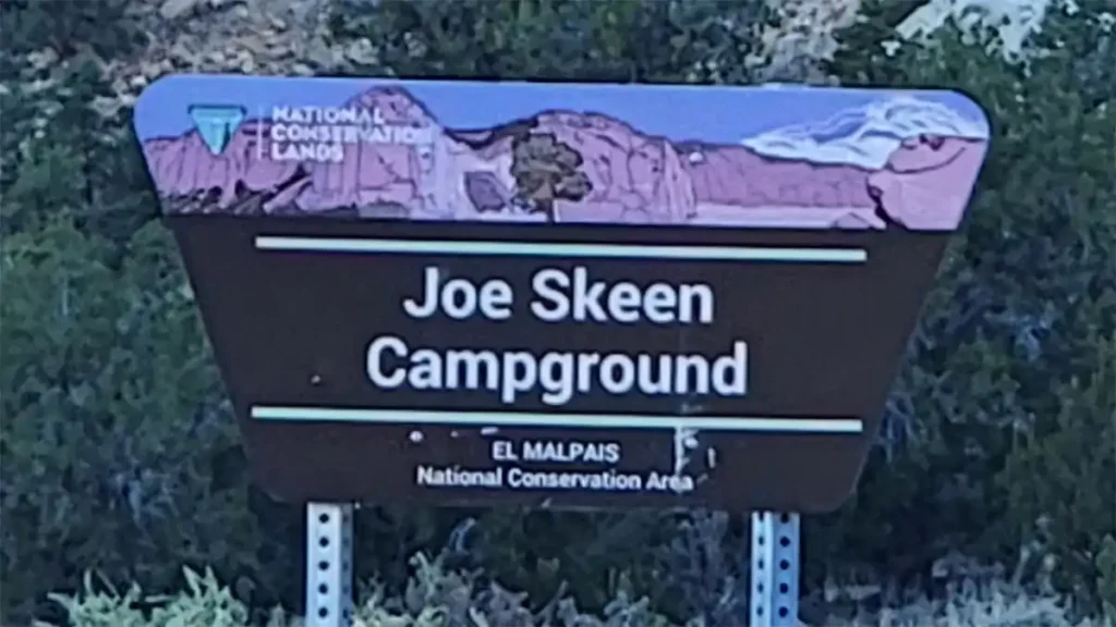 joe skeen campground sign