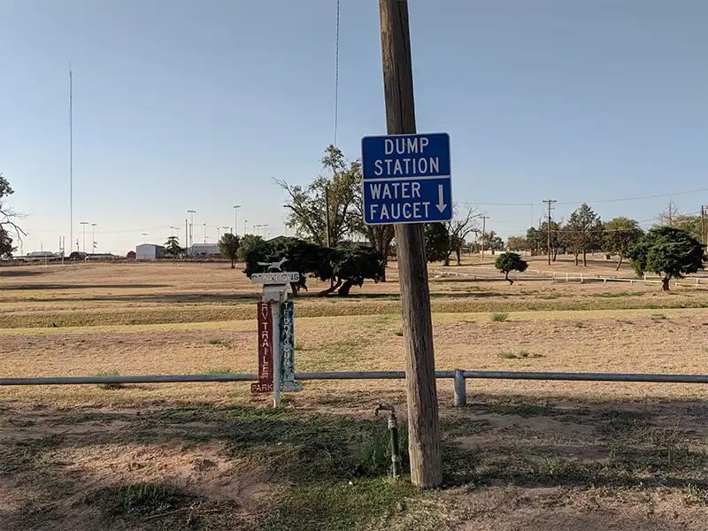 dump station at coleman rv park, brownfield, texas