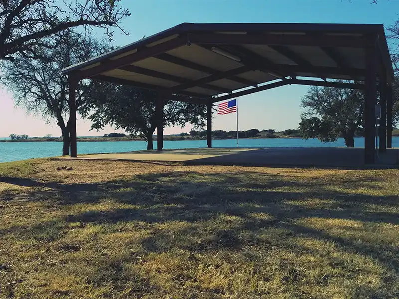 Photo of the pavilion at game warden slough at hubbard creek reservoir texas