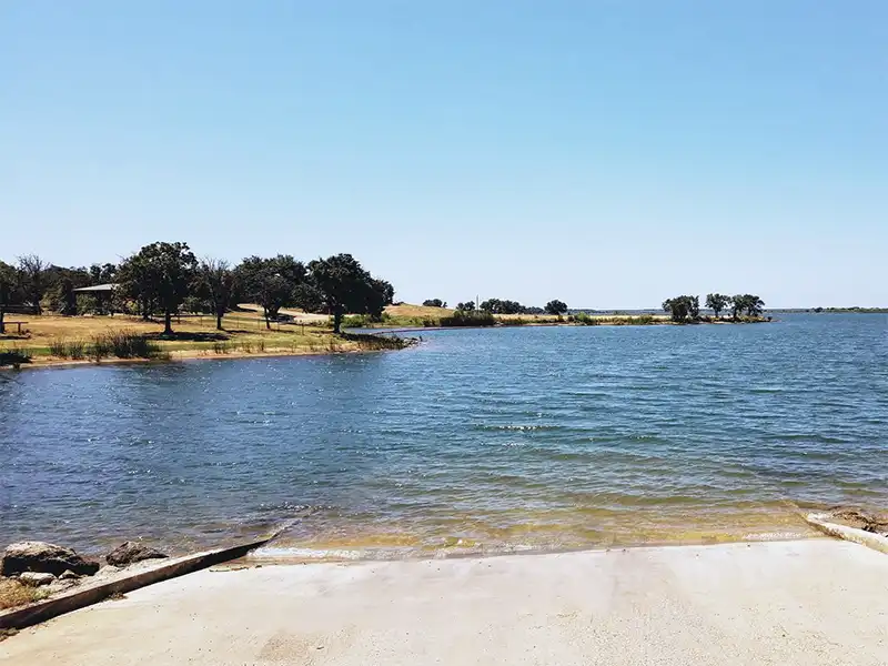 Photo of the boat ramp at game warden slough at hubbard creek reservoir texas