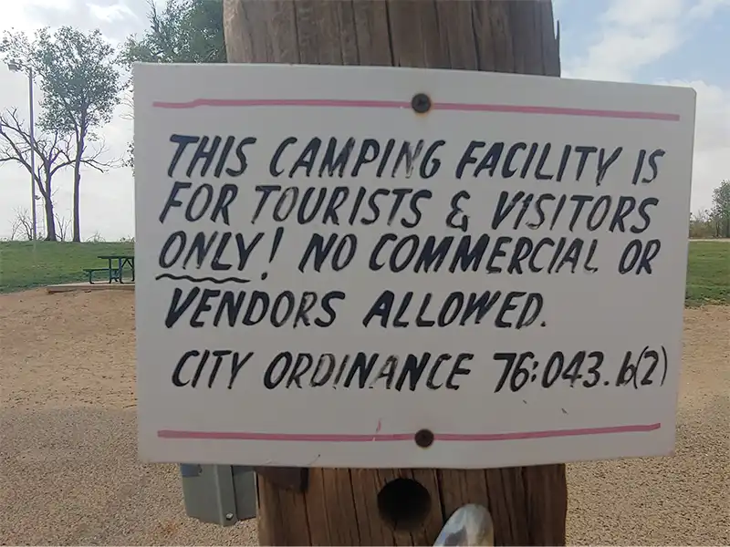 posted notice at la mesa city rv park
