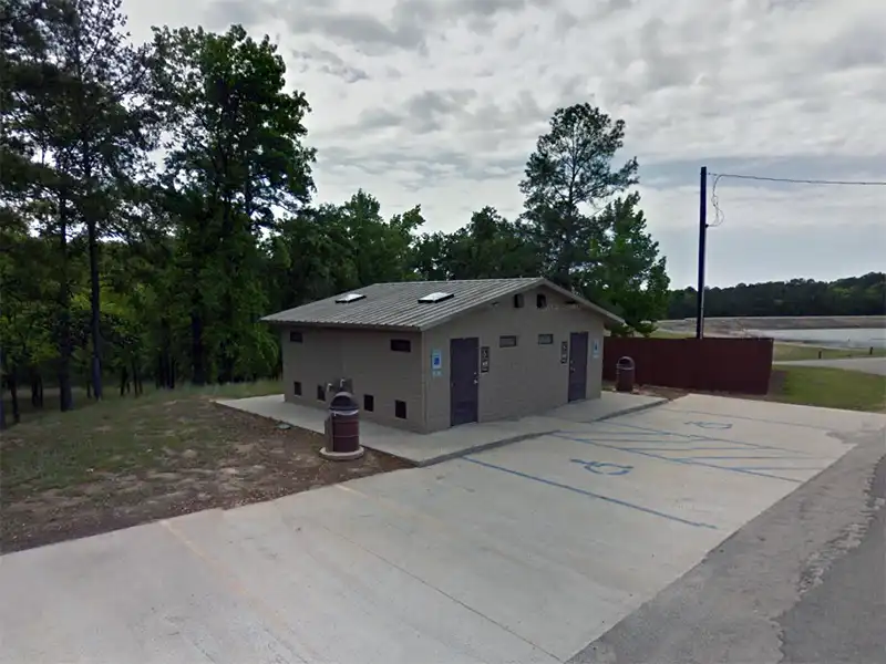 photo of the restroom at sam forse collins recreation area in texas