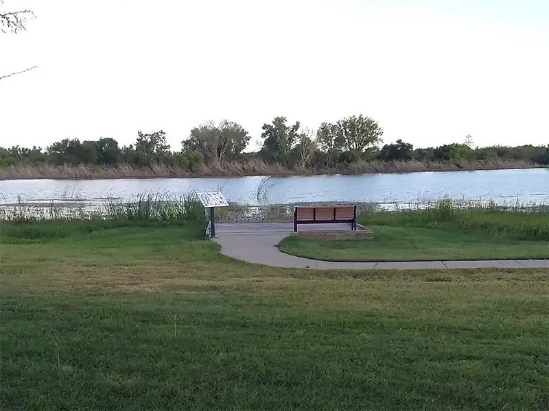 Photo of a park bench at sea bee park at lake fort phantom hill texas