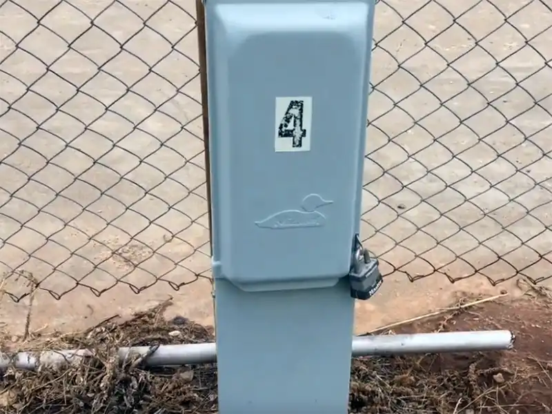 locked electrical box at slaton city rv park in texas