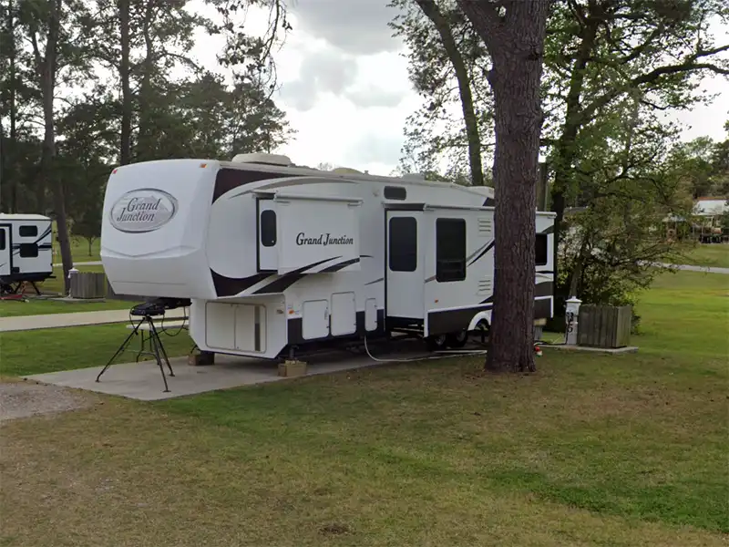 Photo of an RV hookup at spring creek park campground in harris county, texas