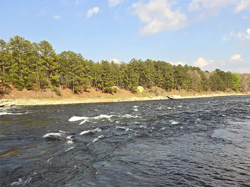 Photo of the Sabine River at tailrace channel recreation area in texas