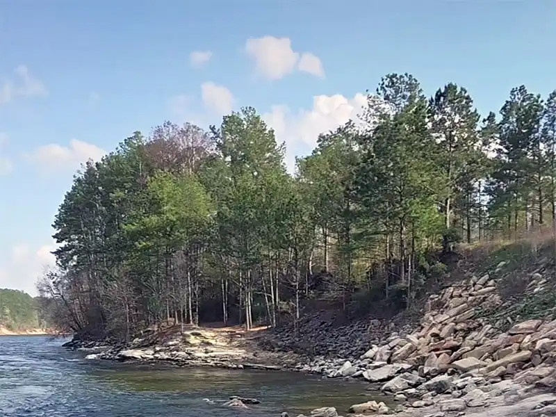 photo of the shoreline at tailrace channel recreation area in texas