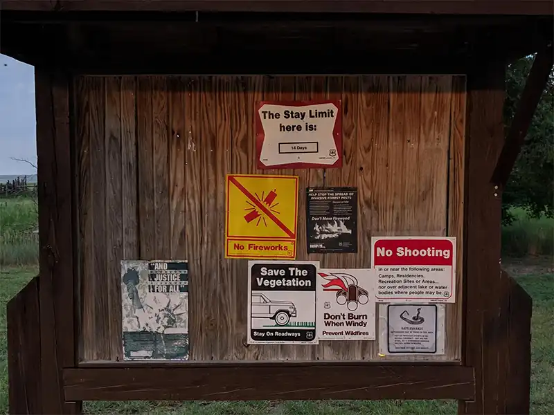 posted rules at thompson grove picnic area, rita blanca national grassland