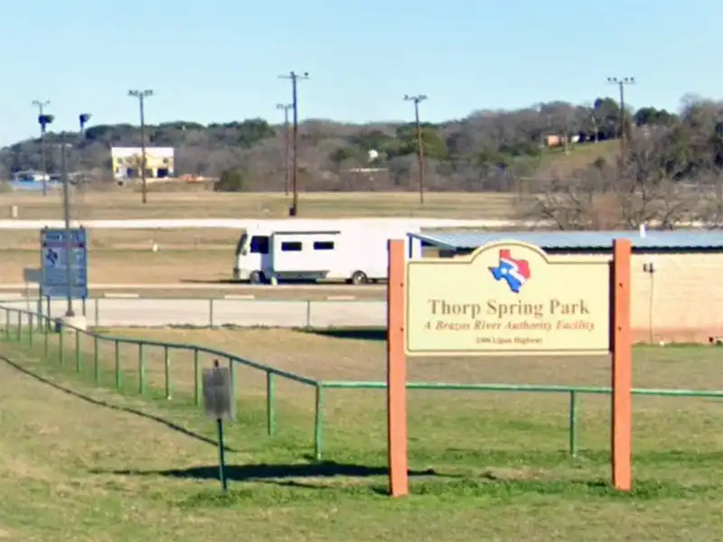 photo of the welcome sign at thorp spring park, lake granbury, texas