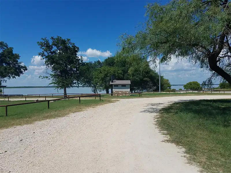 vault toilet facility at walling bend park campground, lake whitney, texas