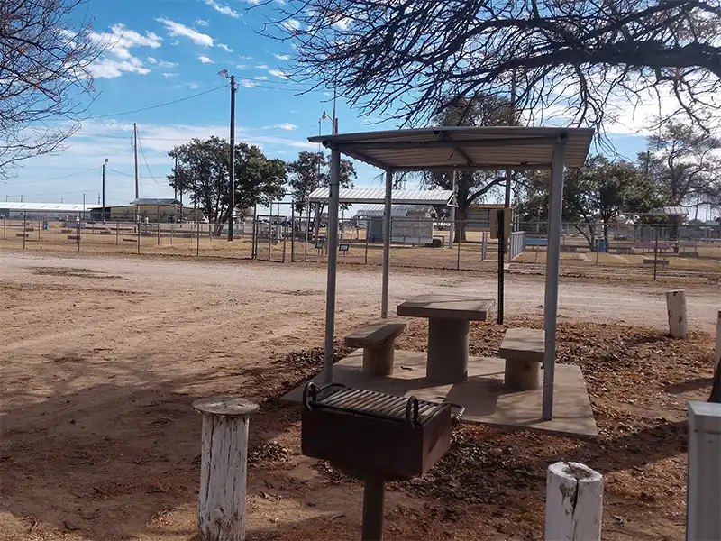 a campsite at waylon jennings rv park in littlefield, texas