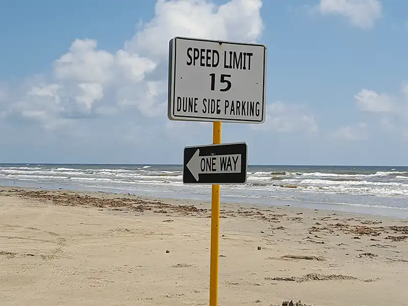 Photo of the speed limit sign at Brazoria county free beach access #2
