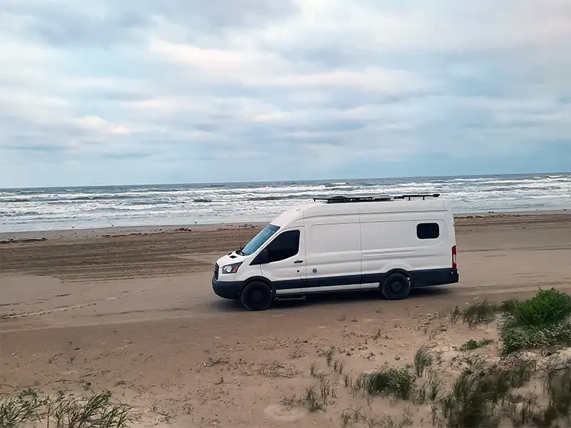 Photo of a van camping at Brazoria County Free Beach access #3