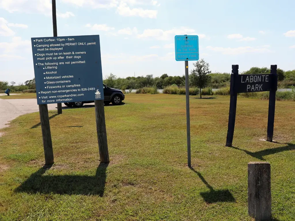 Photo of a sign at labonte park corpus christi texas