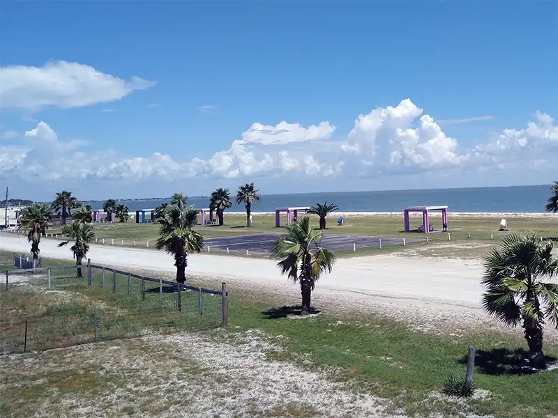 photo of the picnic tables at magnolia beach park in texas