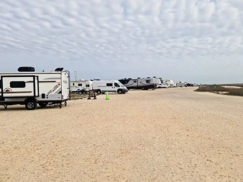 Photo of RVs camped at North Beach, Padre Island National Seashore